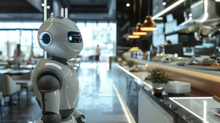 Robot Assistant in Modern Cafeの素材