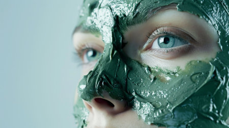 Woman Applying Green Clay Maskの素材