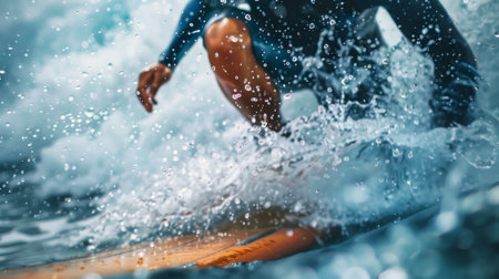 Man Riding Wave on Surfboardの素材