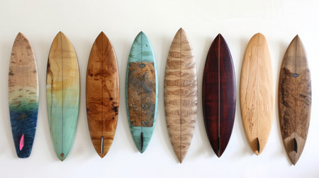 Row of Surfboards Mounted on Wallの素材