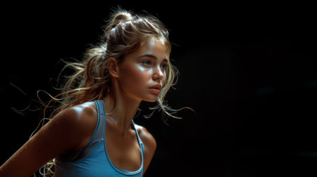 Beautiful Young Woman Holding Tennis Racquetの素材