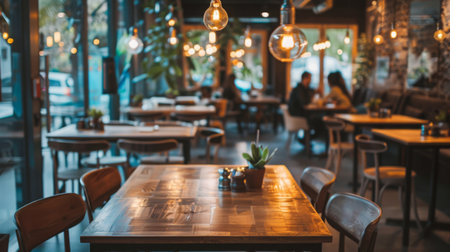 Cozy Evening Dining in a Rustic Restaurant With Ambient Lightingの素材