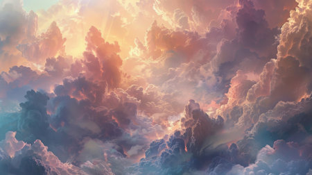 Colorful Clouds Filling Sky at Sunsetの素材