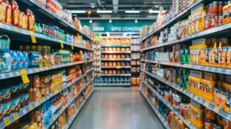 Aisle in a Grocery Store With Assorted Productsの素材