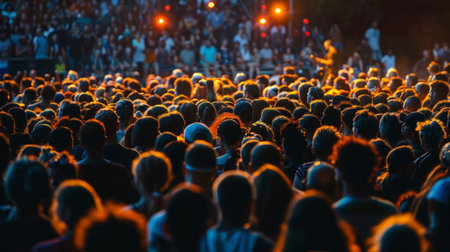 Large Group of People Standing in Front of Crowdの素材