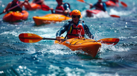 People Kayaking on a Body of Waterの素材