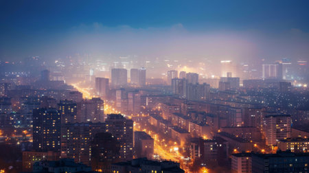 Dusk Over the Cityscape: Urban Lights and Skylineの素材