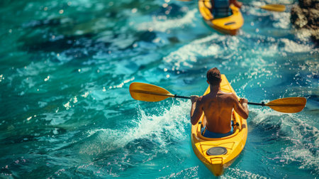 Group of People Riding Kayaks on Waterの素材