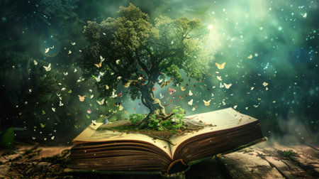 Tree Growing Out of an Open Bookの素材