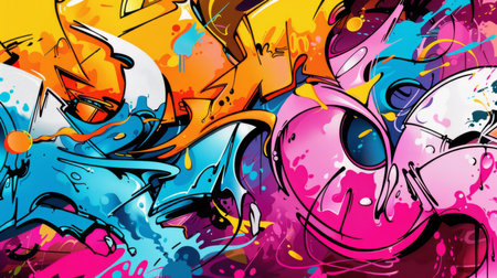 Colorful Graffiti Wall With Paint Splattersの素材