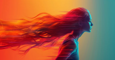 Womans Hair Blowing in Windの素材