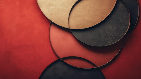 Geometric Shapes on Red Backdropの素材