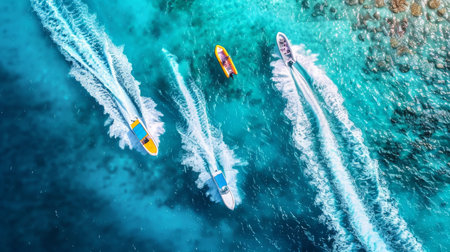Group of Boats Floating on Waterの素材