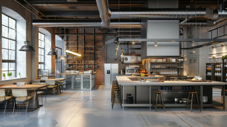 Modern Industrial Kitchen Design Footageの素材