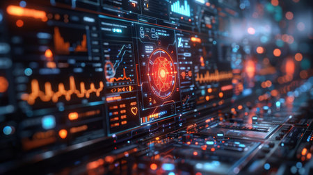 Computer Screen Illuminated by Red Lightの素材