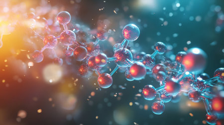 A digital illustration depicting a molecule with a complex structureの素材