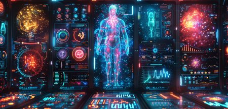 Futuristic Sci-Fi Cityscape With Hovering Vehiclesの素材