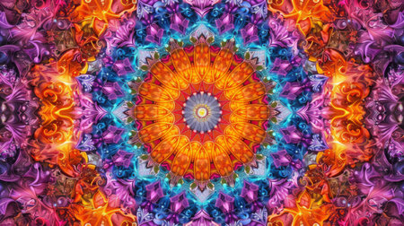 Vivid Kaleidoscope Mandala Art in Brilliant Huesの素材