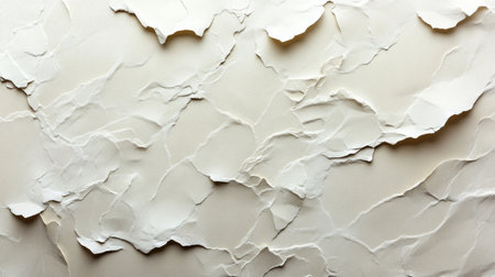 Abstract textured wall design featuring layers of cream-colored material in a modern interior setting. Generative AIの素材