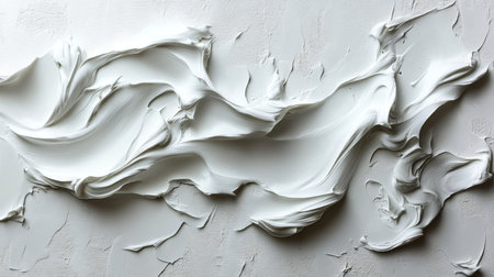 Textured white paint abstract created with thick strokes on a blank canvas for artistic expression in a creative studio setting. Generative AIの素材