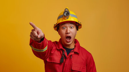 Firefighter Pointing Finger at Cameraの素材
