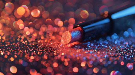 Close Up of Lipstick on Glittery Surfaceの素材