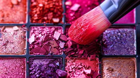 Close Up of Makeup Palette and Brushの素材