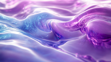 Flowing waves of vibrant colors in a serene abstract composition with smooth textures and a calming atmosphere. Generative AIの素材