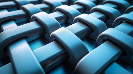 Detailed close-up of interwoven blue straps creating a textured pattern, showcasing intricate design and craftsmanship. Generative AIの素材