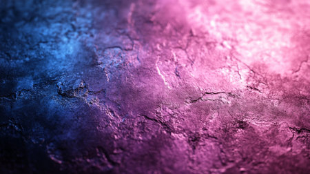 Textured surface illuminated with vibrant blue and purple lights creating a dramatic and colorful abstract background. Generative AIの素材
