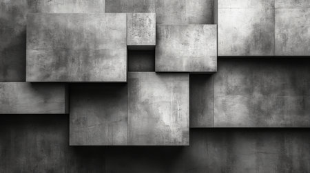 Modern gray concrete blocks arranged artfully in a geometric pattern for interior design aesthetic or architectural spaces. Generative AIの素材