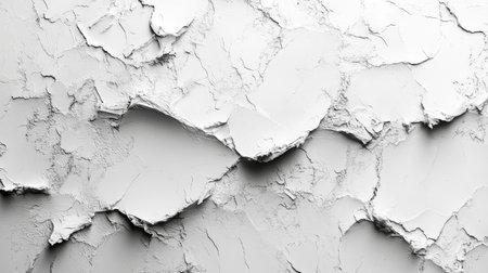 Textured white wall with peeling paint showcasing depth and detail in urban environment during daylight hours. Generative AIの素材
