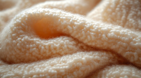 Soft cream blanket drapes elegantly over furniture in a cozy indoor setting, creating a warm and inviting atmosphere. Generative AIの素材