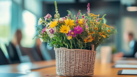 Flower delivery service provides colorful arrangements for office spaces and eventsの素材