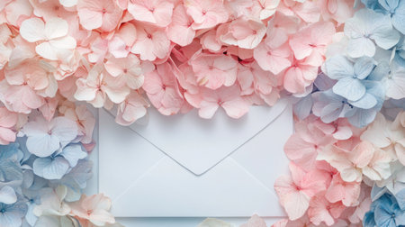Beautiful flowers framing an envelope for special deliveryの素材