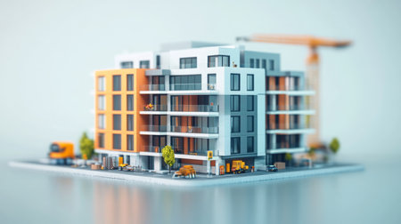 Innovative real estate development with modern architecture and construction activityの素材