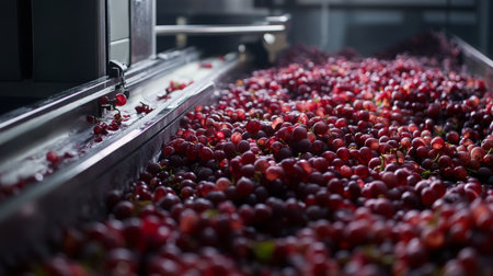 Grapes being processed for natural wine production at vineyard facilityの素材