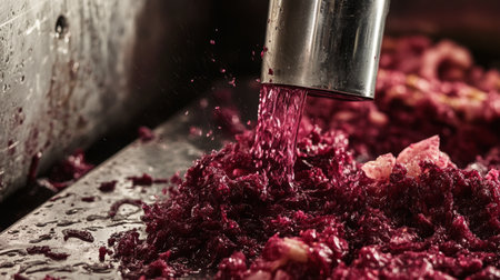 Natural wine processing with grape maceration and extraction techniques in vineyard cellarの素材