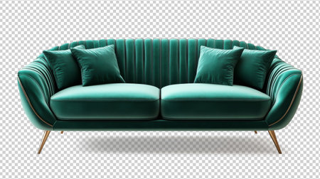 Premium green velvet sofa with plush cushions and elegant design. Generative AIの素材