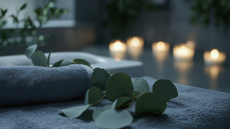 Multisensory experience with aromatherapy and candles in a tranquil settingの素材
