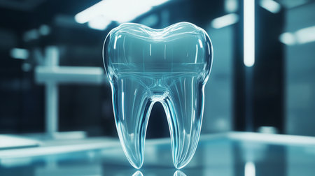 Innovative dental protection concept featuring a futuristic tooth designの素材