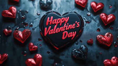 Happy Valentines Day celebration with heart-shaped candies and decorationsの素材