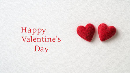 Celebrating love with felt hearts in a creative Valentines Day displayの素材