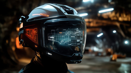 Exploring the depths of gemstone mine with advanced ai technology and futuristic equipmentの素材