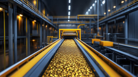 Gemstone processing in a modern facility with advanced machinery and vibrant detailsの素材