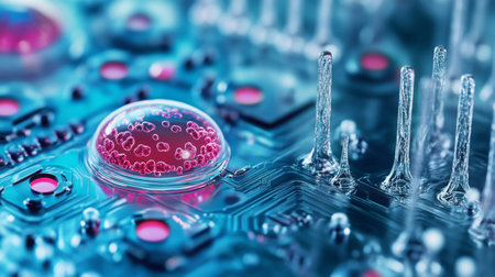 Bio-computing with droplets on a circuit board in a tech demoの素材