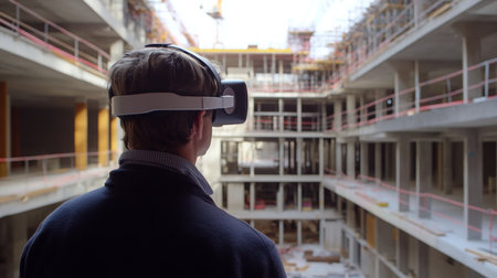 Exploring virtual reality in real estate development within a construction siteの素材