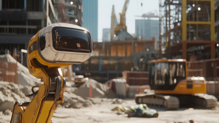Construction site showcasing AI technology for efficient real estate developmentの素材