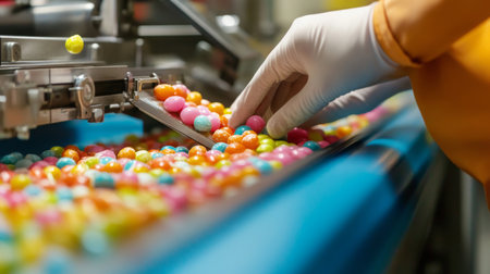 Innovative AI technology enhances candy sorting on a food production lineの素材