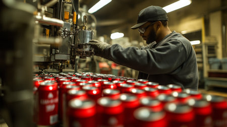 Efficiency in food production line with advanced AI technology in a factory settingの素材